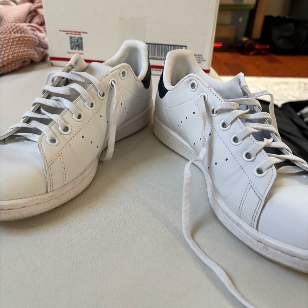 Adidas White and Navy Stan Smiths - Picture 6 of 11